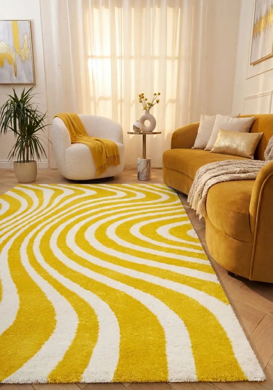 Joli Striped Yellow & White Rug The Rugs