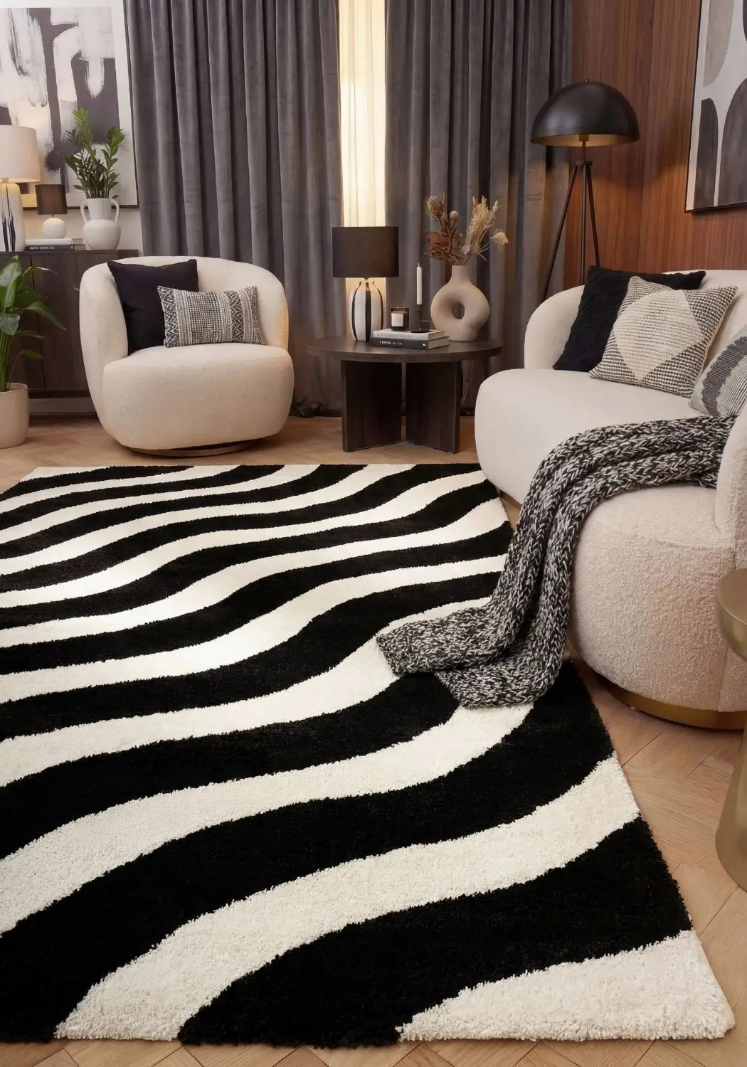 Joli Wave Black & White Rug The Rugs