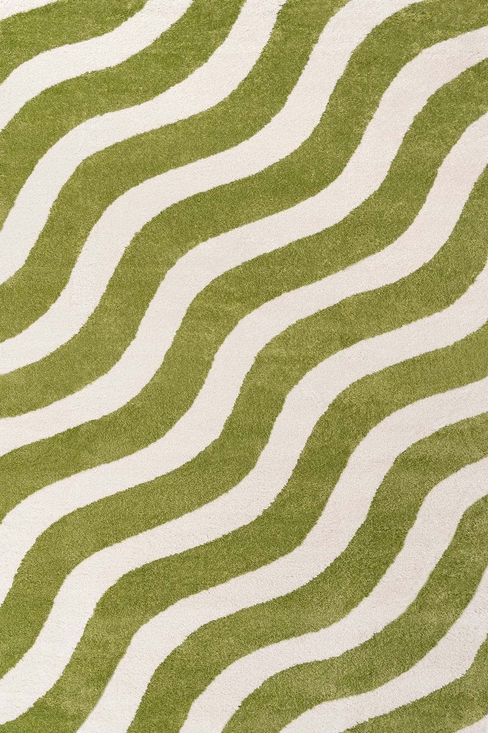 Joli Wave Green & White Rug The Rugs