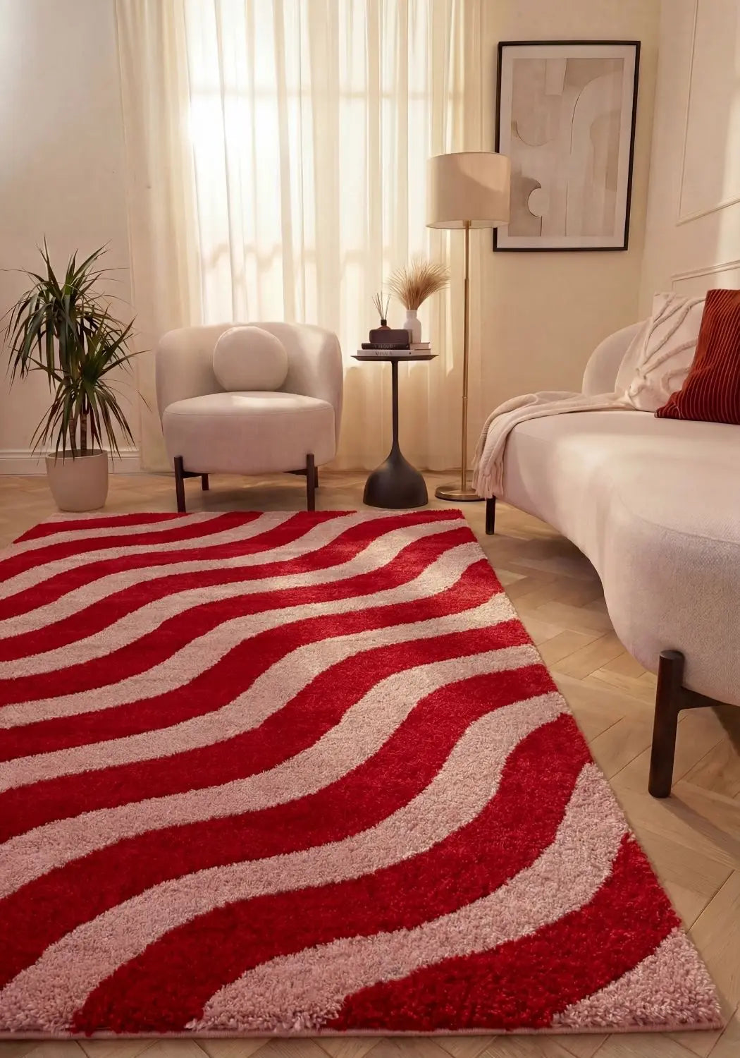 Joli Wave Red & Pink Rug The Rugs