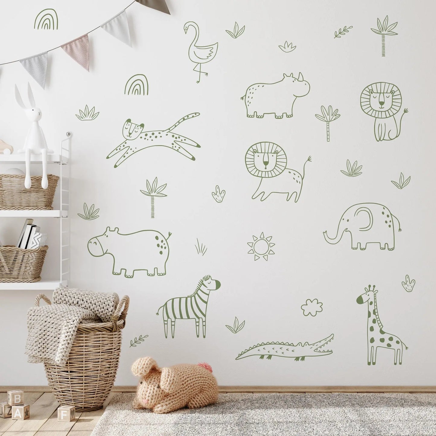 Jungle Animal Decals: Safari Nursery Decor, Removable Wall Art ClickWalls