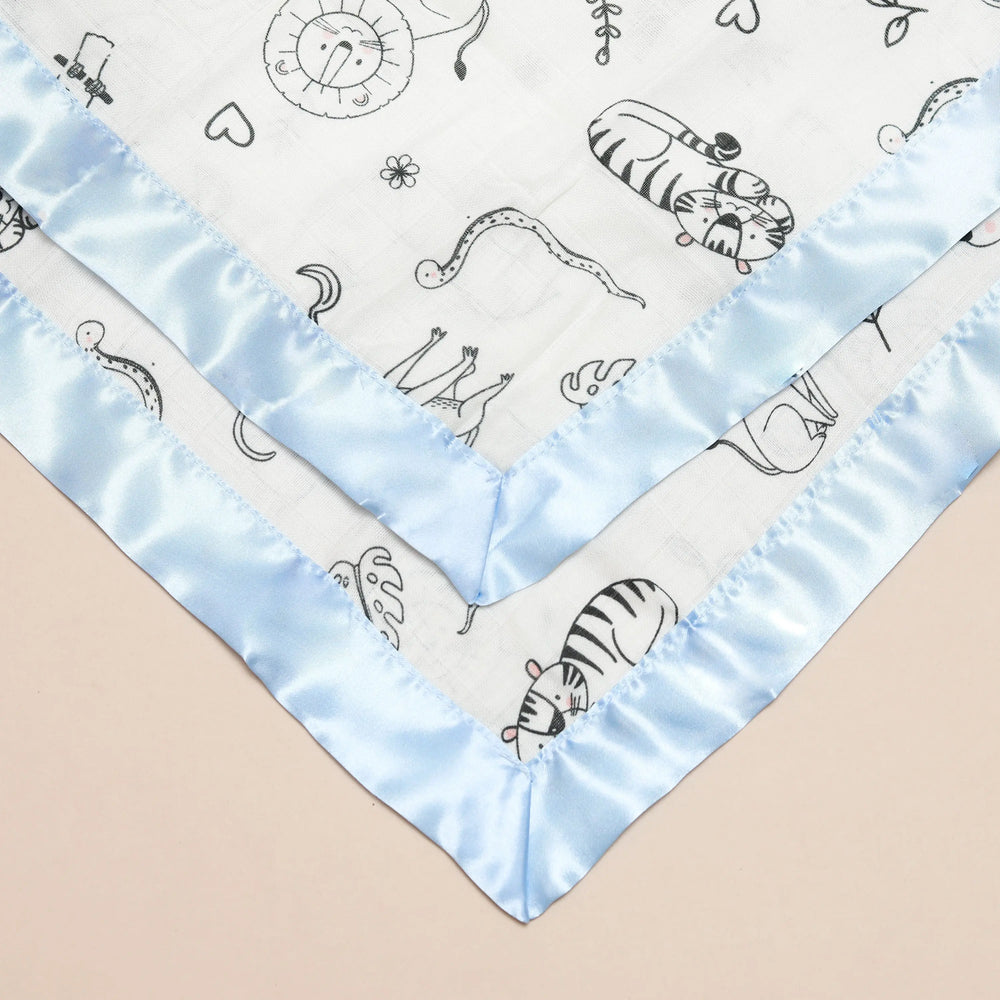 Jungle Animal Satin Comforter 2-Pack - Baby Blue Satin Bullabaloo