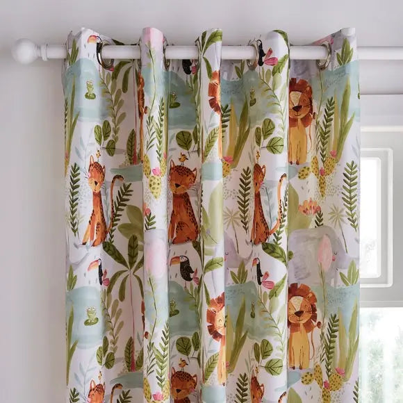 Jungle Friends Blackout Eyelet Curtains Dunelm