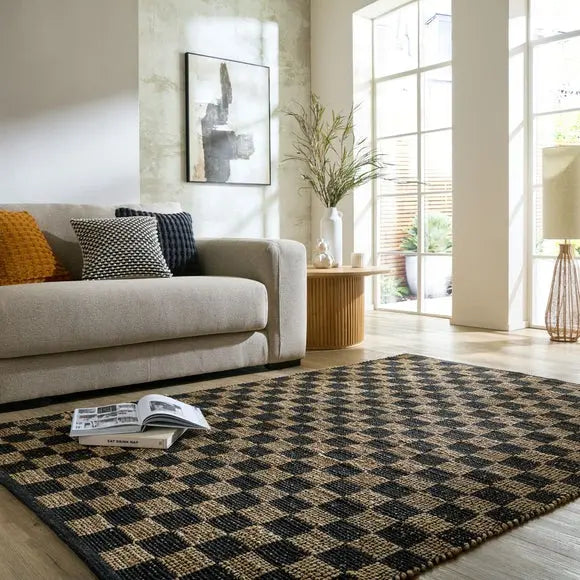Jute Checkerboard Rug Dunelm
