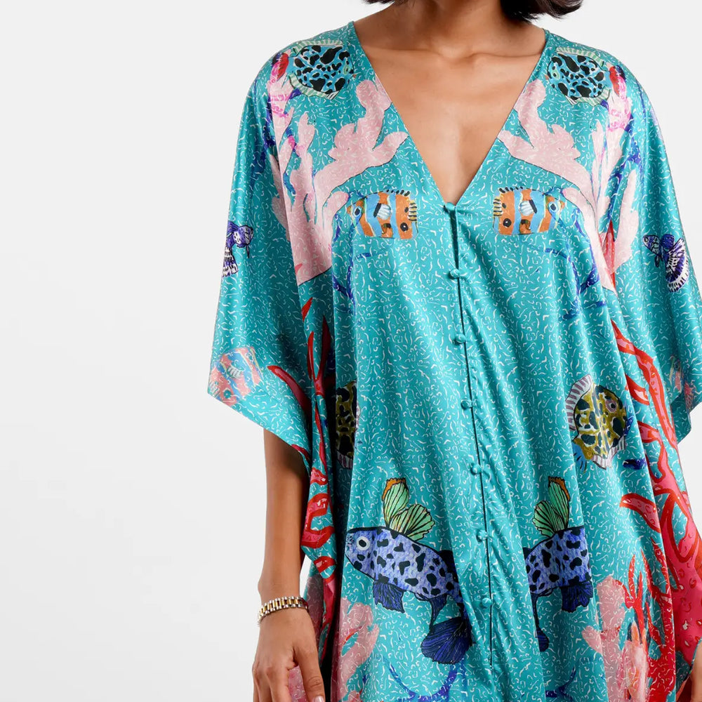 Kaftan Dress / "Underwater Coral" Jessica Russell Flint