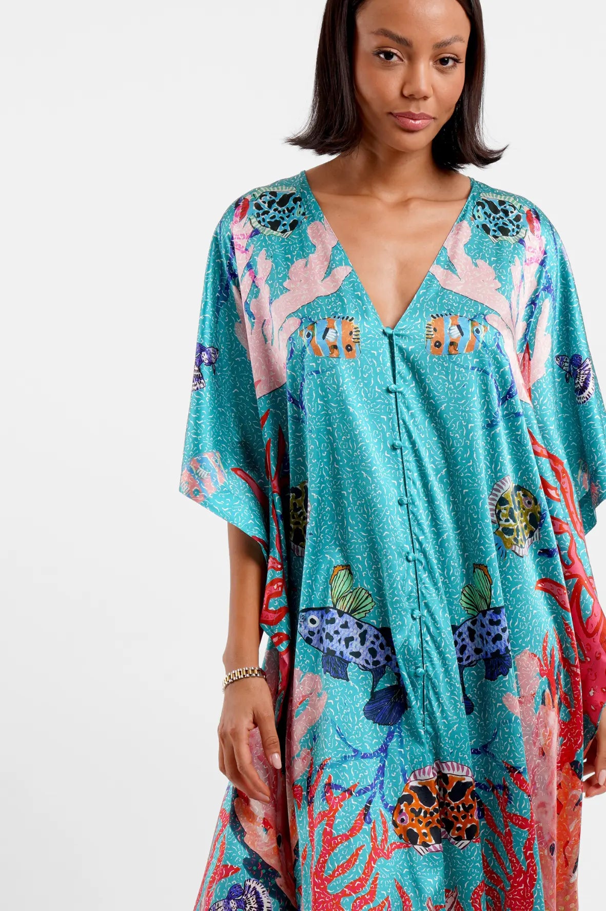 Kaftan Dress / "Underwater Coral" Jessica Russell Flint