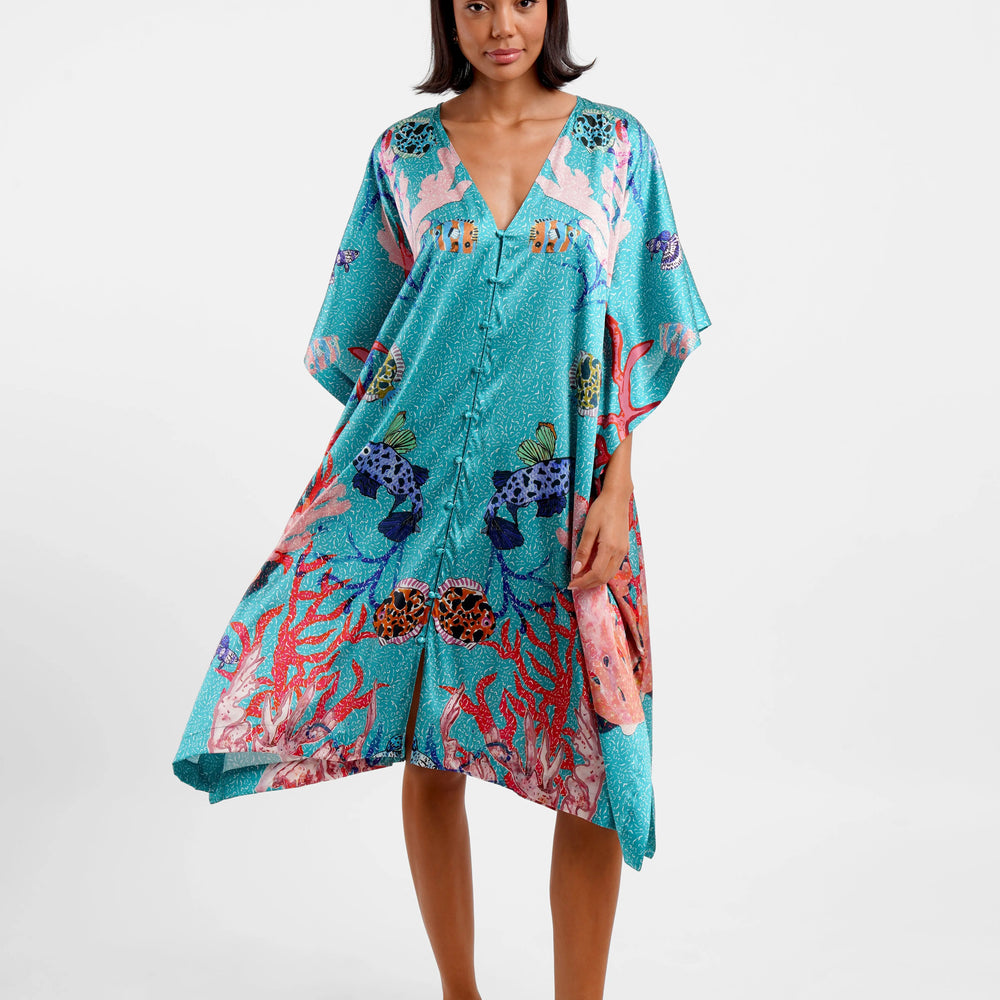 Kaftan Dress / "Underwater Coral" Jessica Russell Flint