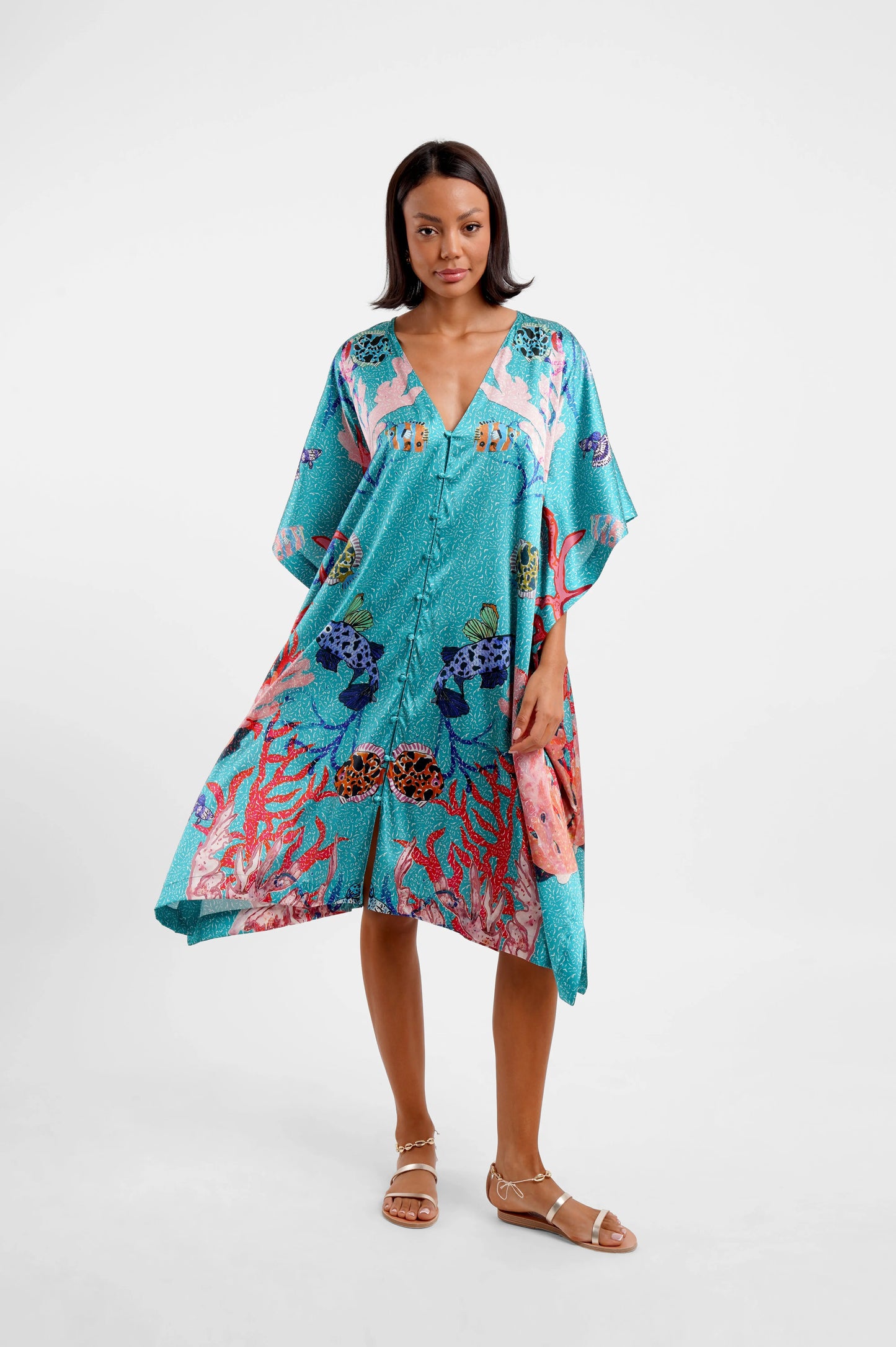 Kaftan Dress / "Underwater Coral" Jessica Russell Flint