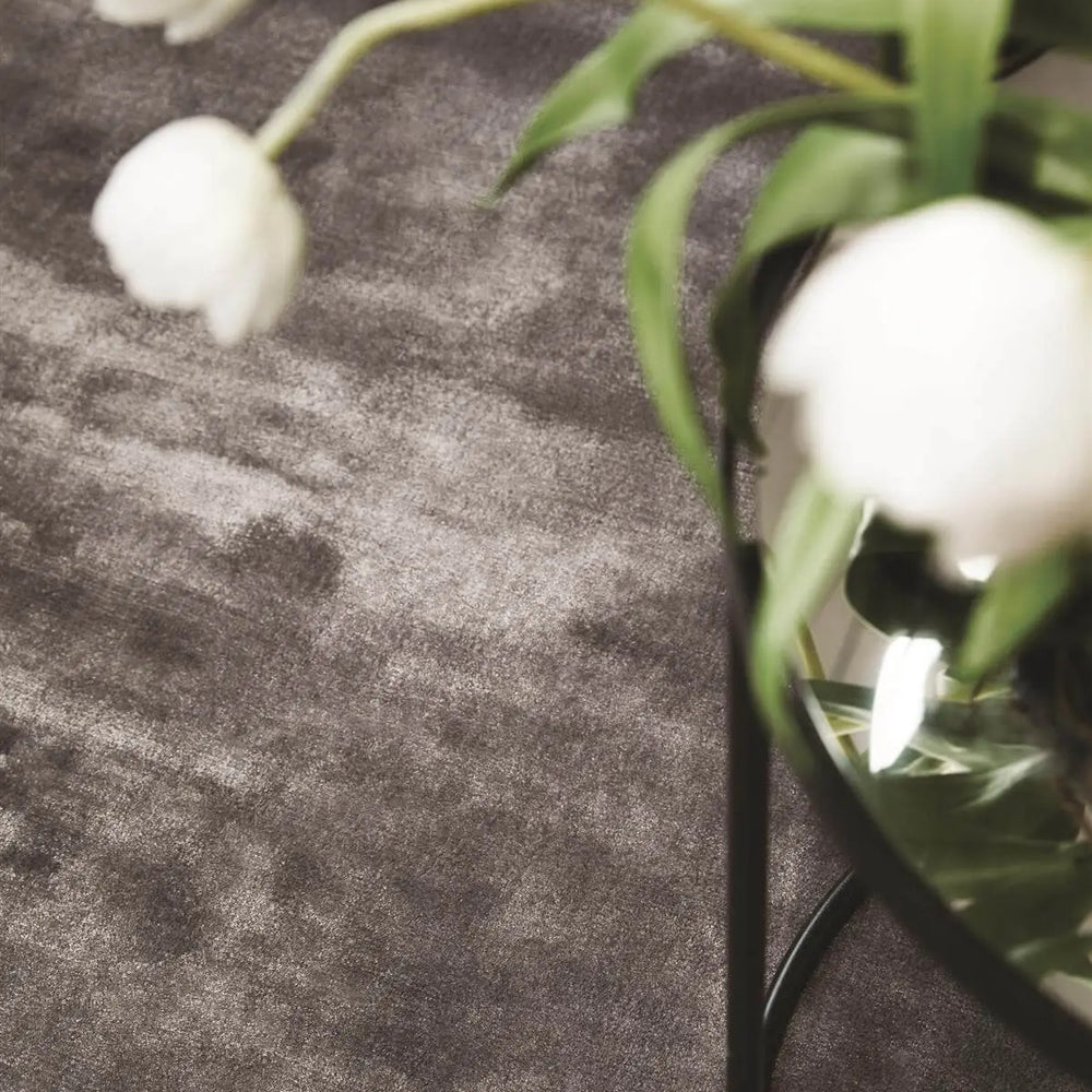 Karma Brown Solid Luxury Viscose Rug The Rugs