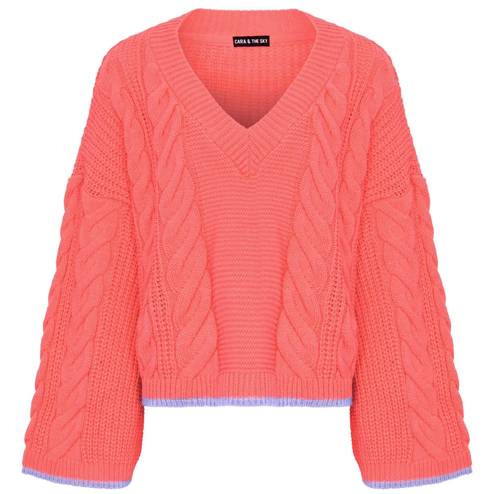 Katrina Cable v Neck Jumper - Coral Cara & The Sky