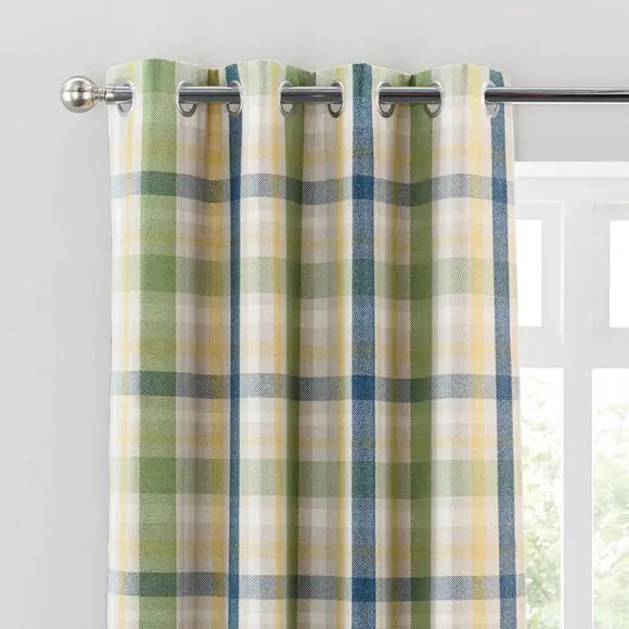 Kempton Check Eyelet Curtains Dunelm