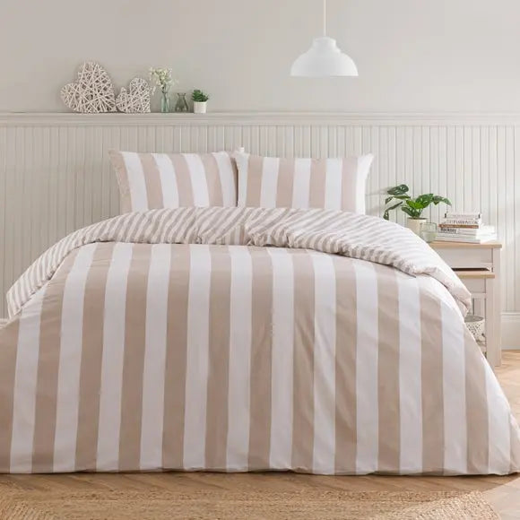 Kent Broad Stripe Cotton Duvet Cover & Pillowcase Set Dunelm