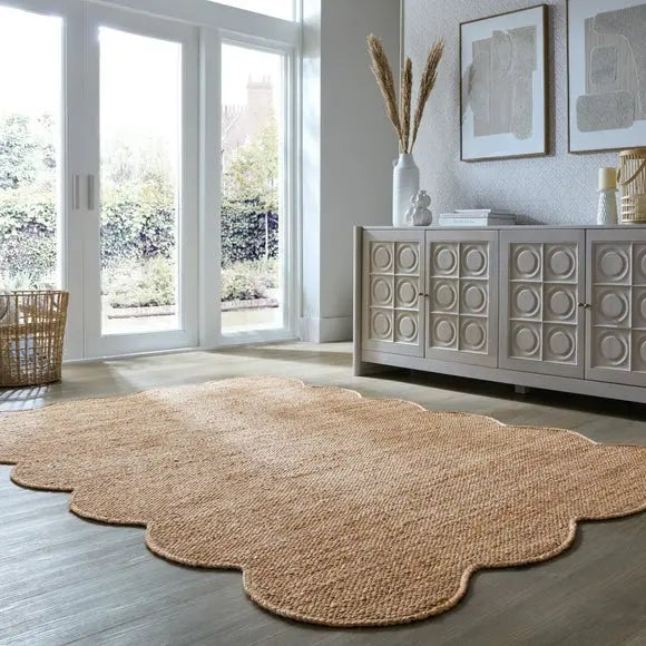 Kesia Scallop Textured Jute Rug Dunelm