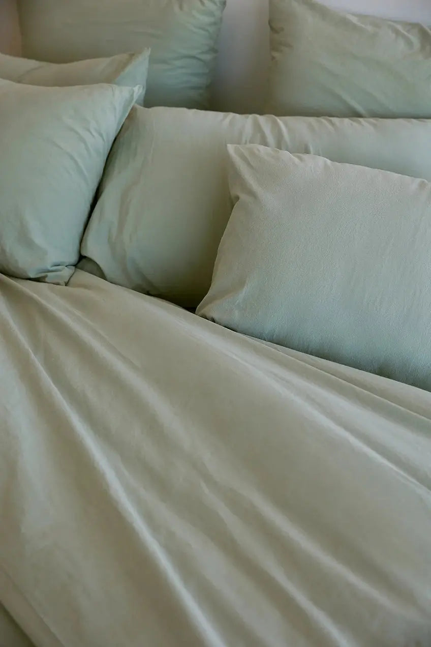 Khaki Green Tavira Washed Cotton Bedding Set Torres Novas