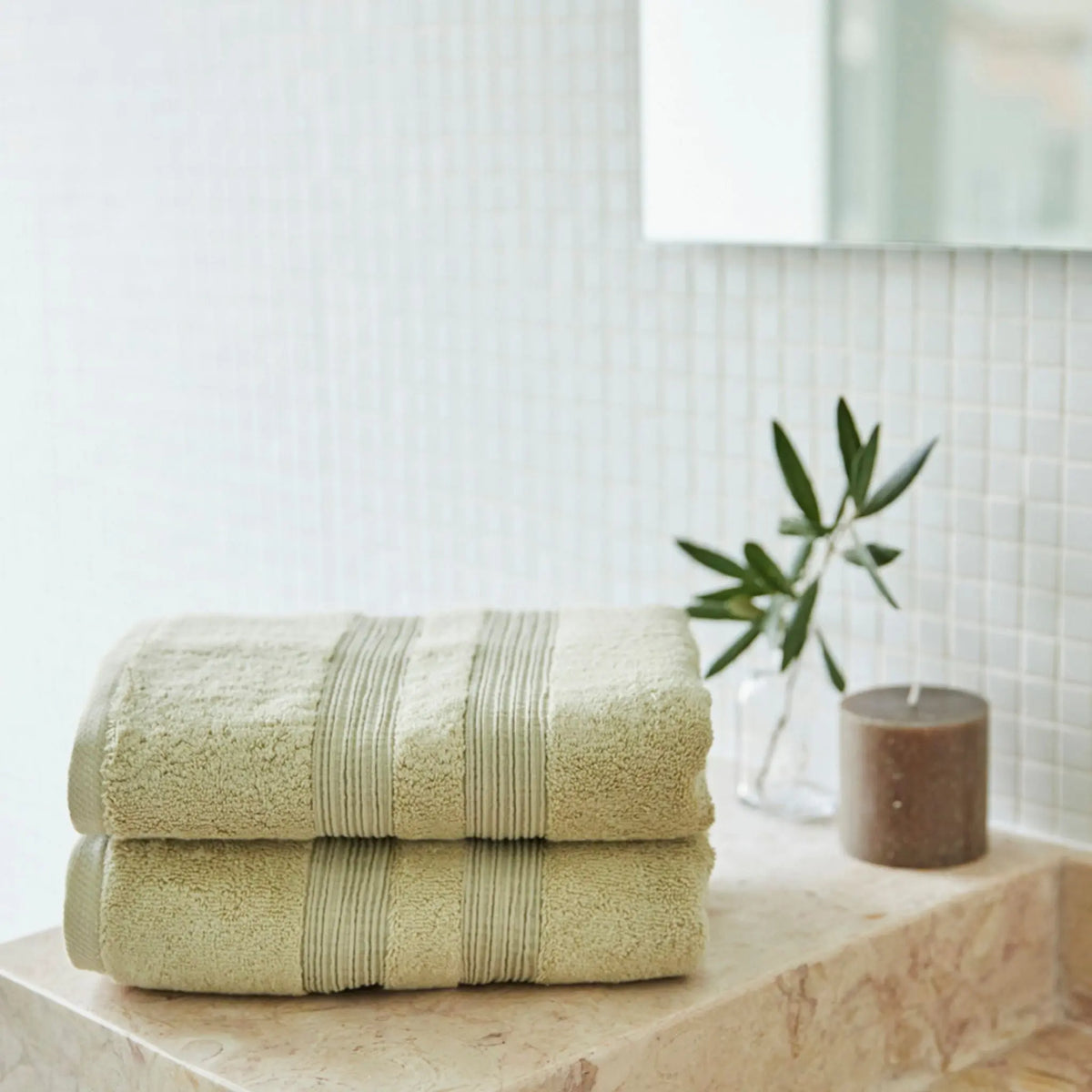 Khaki green Elegance Bath Towels Torres Novas UK