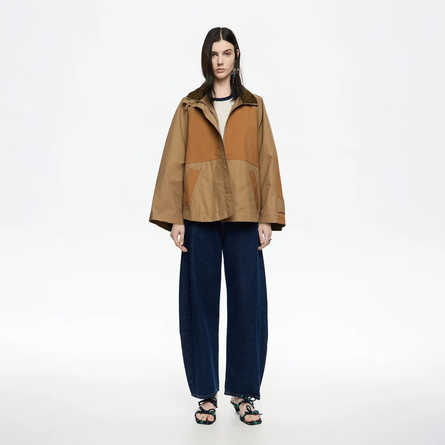Khaki technical cotton A-line trench Bimba y Lola UK