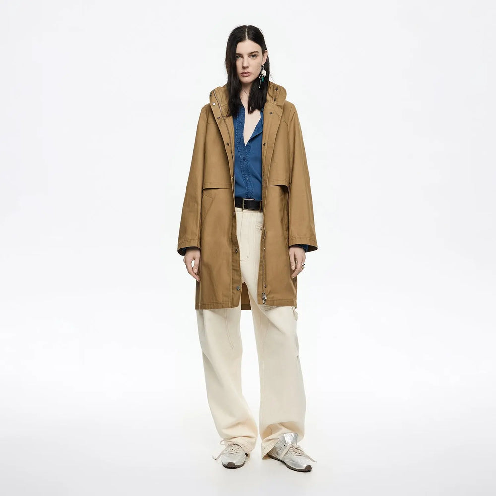 Khaki technical cotton straight trench Bimba y Lola UK