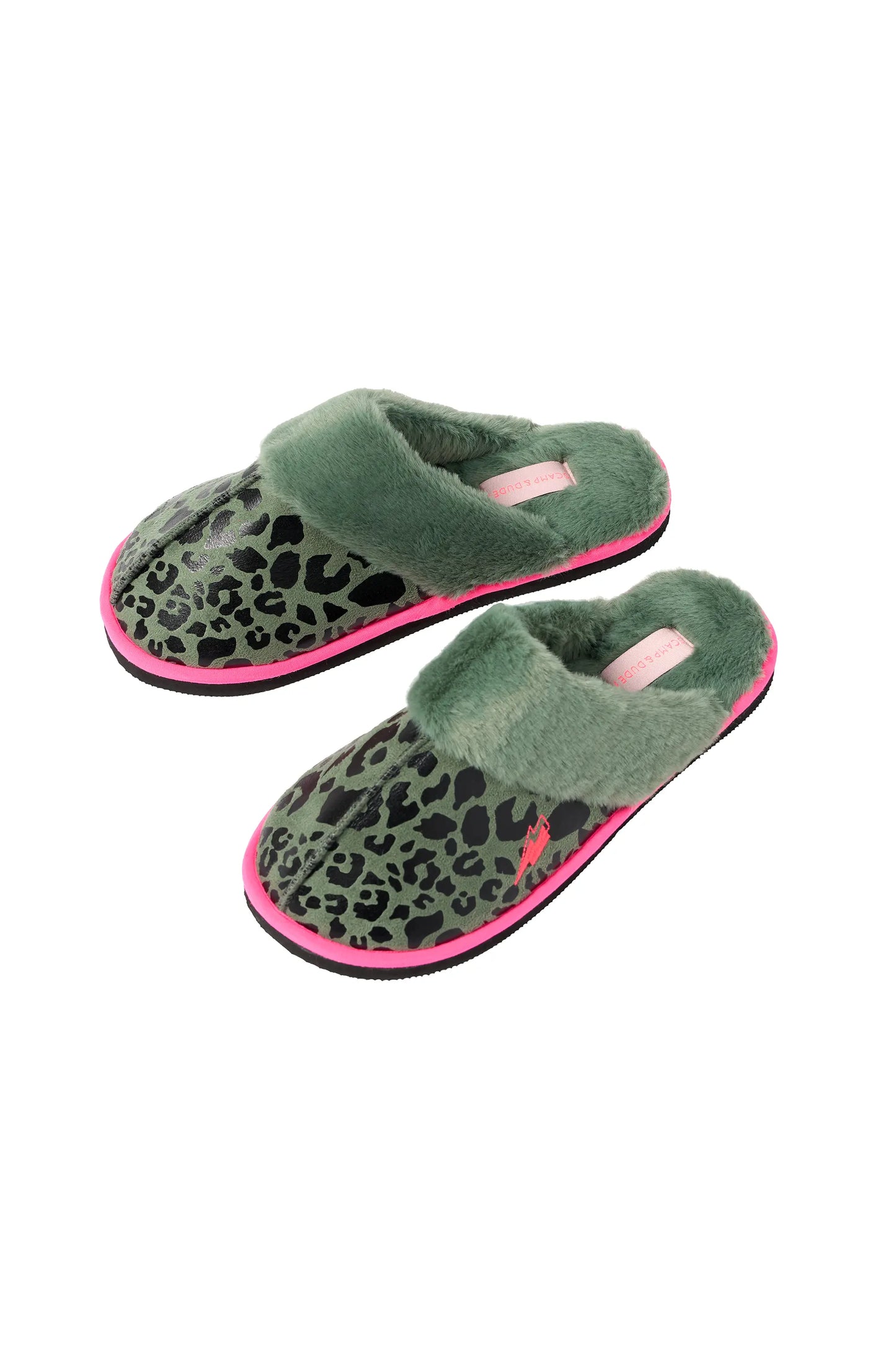 Khaki with Pink Shadow Leopard Slippers Scamp & Dude