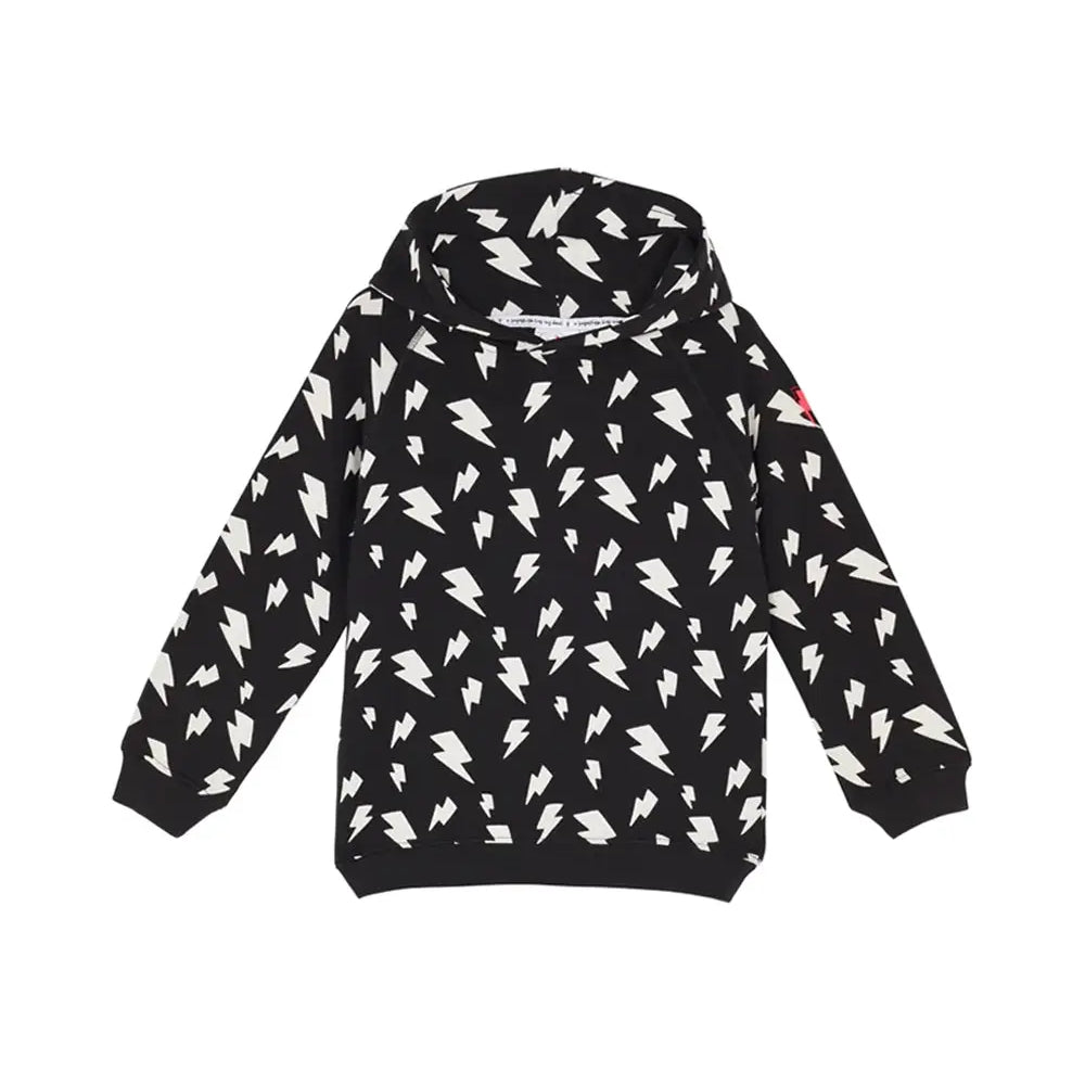 Kids Black with White Bolt Hoodie Scamp & Dude