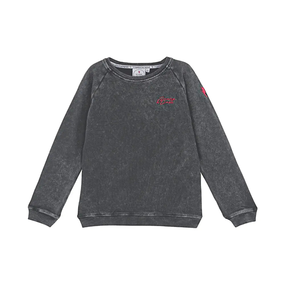 Kids Faded Wash Dark Grey Sweatshirt Scamp & Dude
