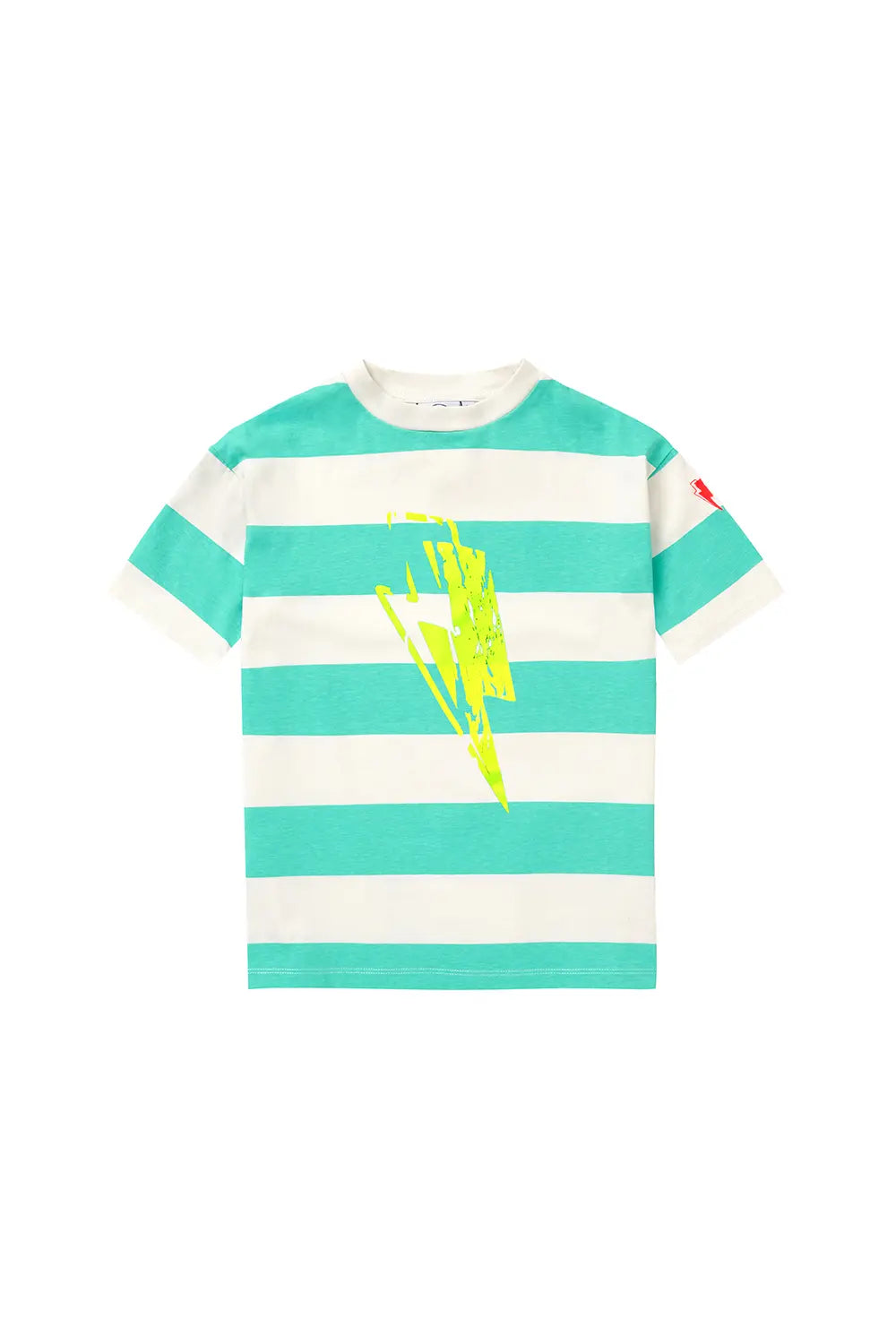 Kids Green and White Stripe with Yellow Bolt Oversized T-Shirt Scamp & Dude