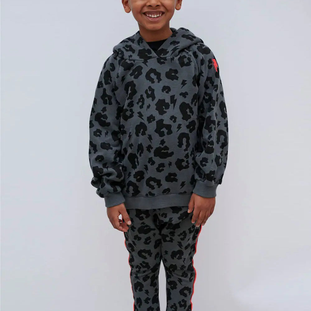 Kids Grey Leopard Hoodie Scamp & Dude