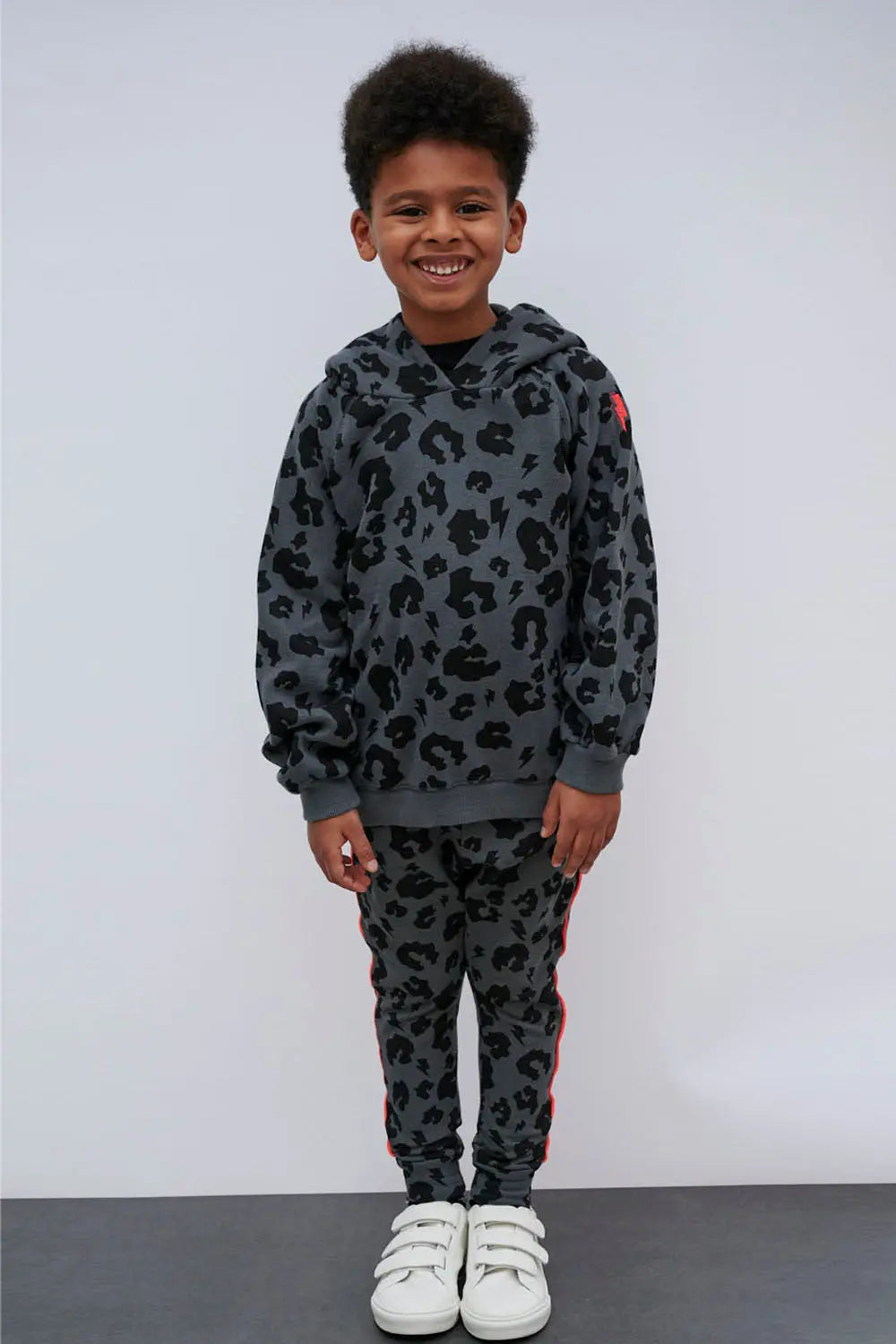Kids Grey Leopard Hoodie Scamp & Dude