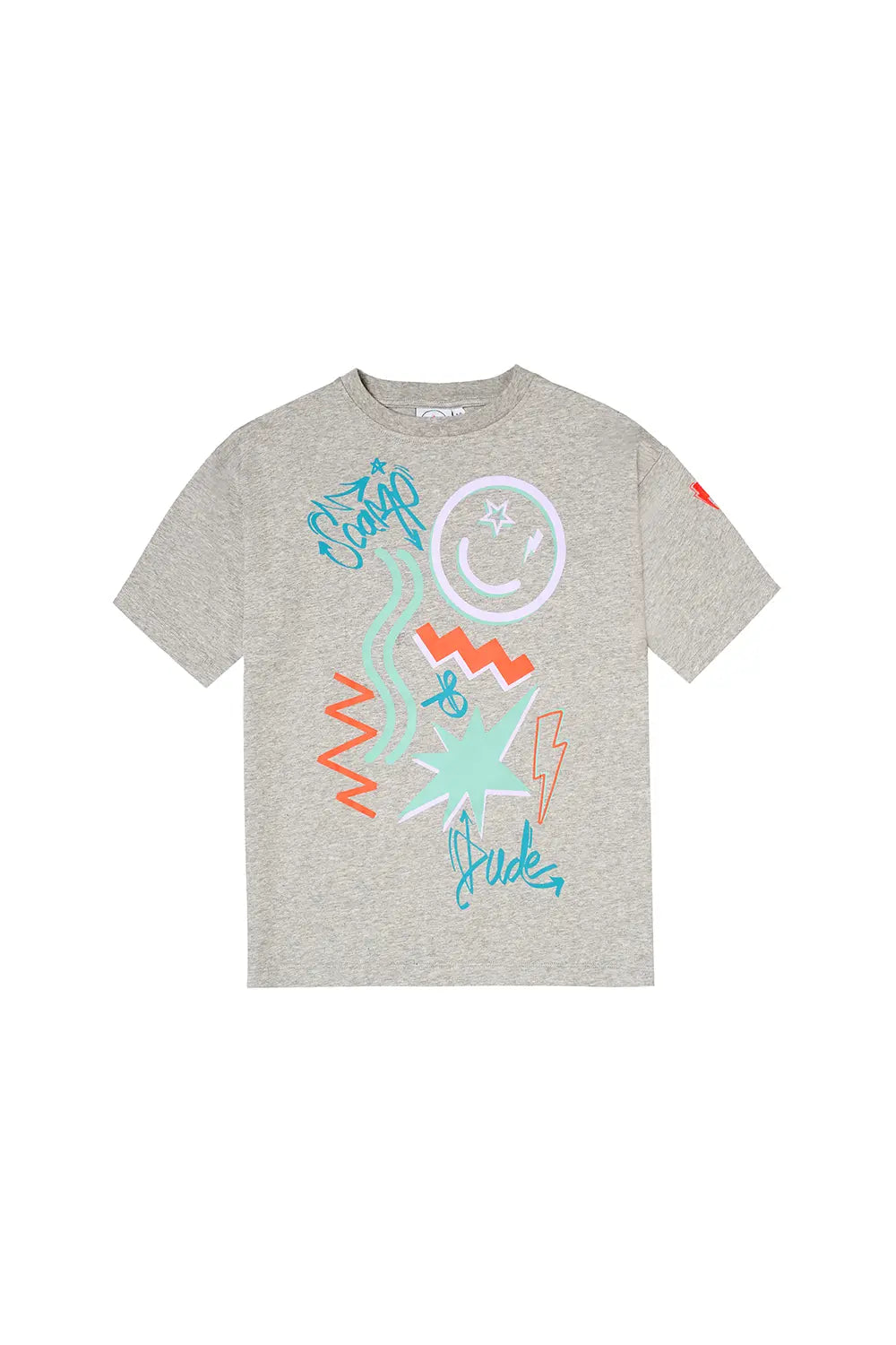 Kids Grey Marl Graffiti Print Oversized T-Shirt Scamp & Dude