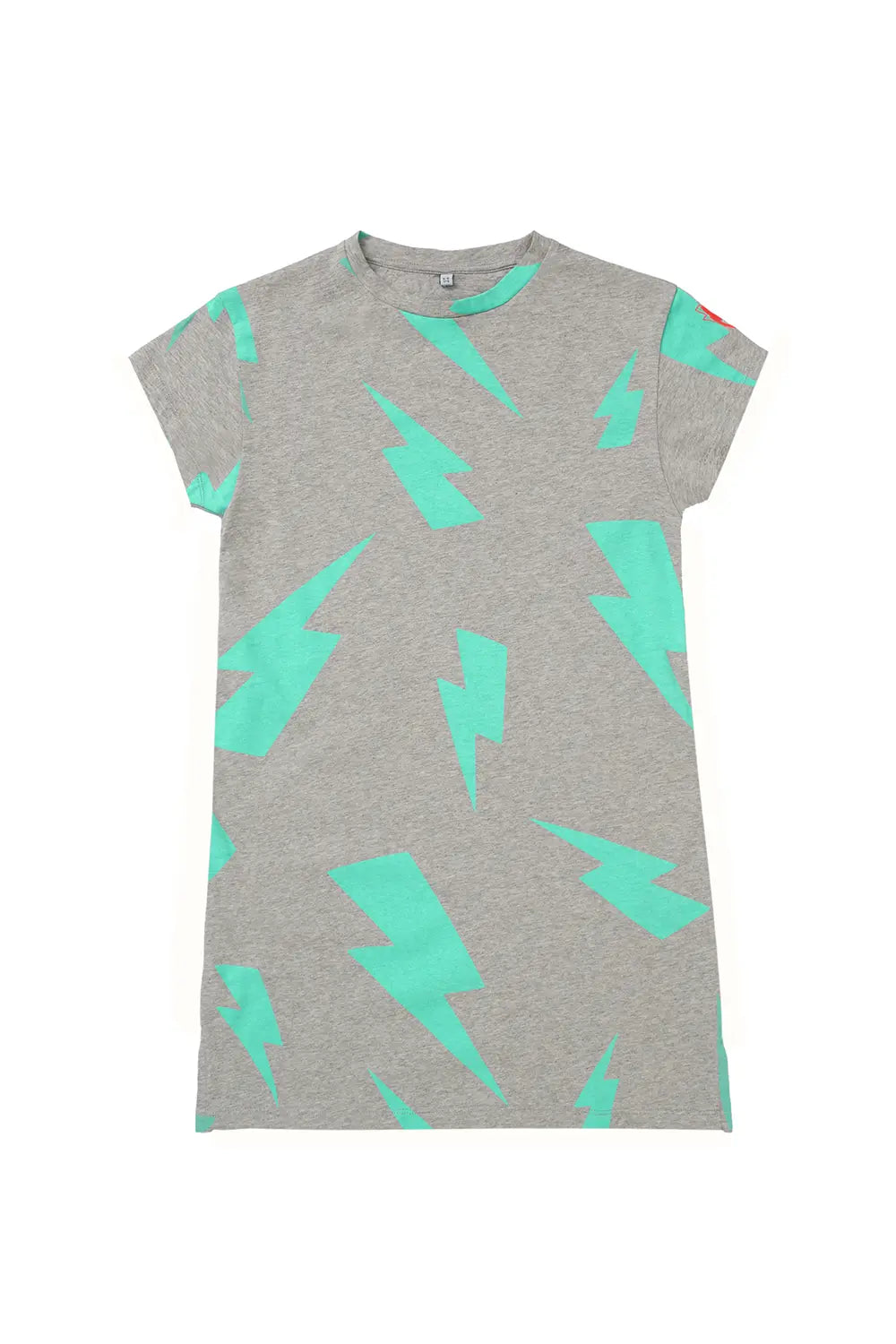 Kids Grey Marl with Green Bolt T-Shirt Dress Scamp & Dude