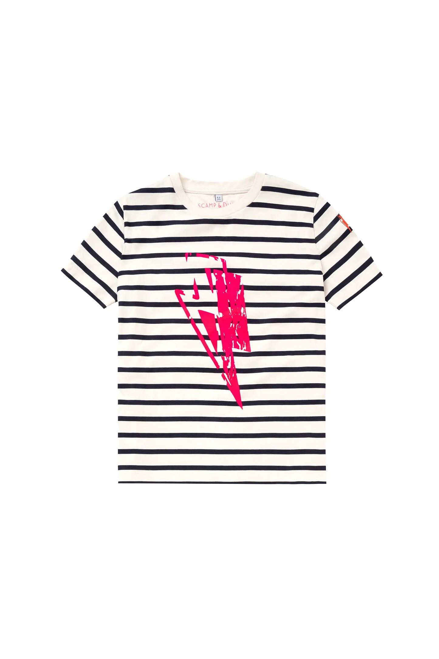 Kids Ivory with Navy Stripe and Glitch Bolt Classic T-Shirt Scamp & Dude