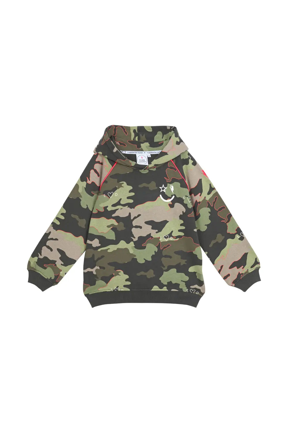 Kids Khaki Camo Print with Smiley Face Hoodie Scamp & Dude