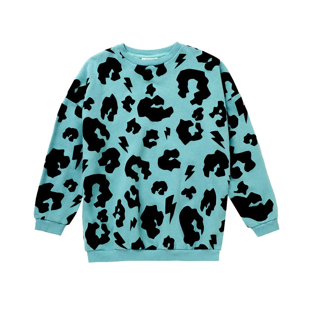 Kids Khaki with Black Leopard Oversized Sweatshirt Scamp & Dude