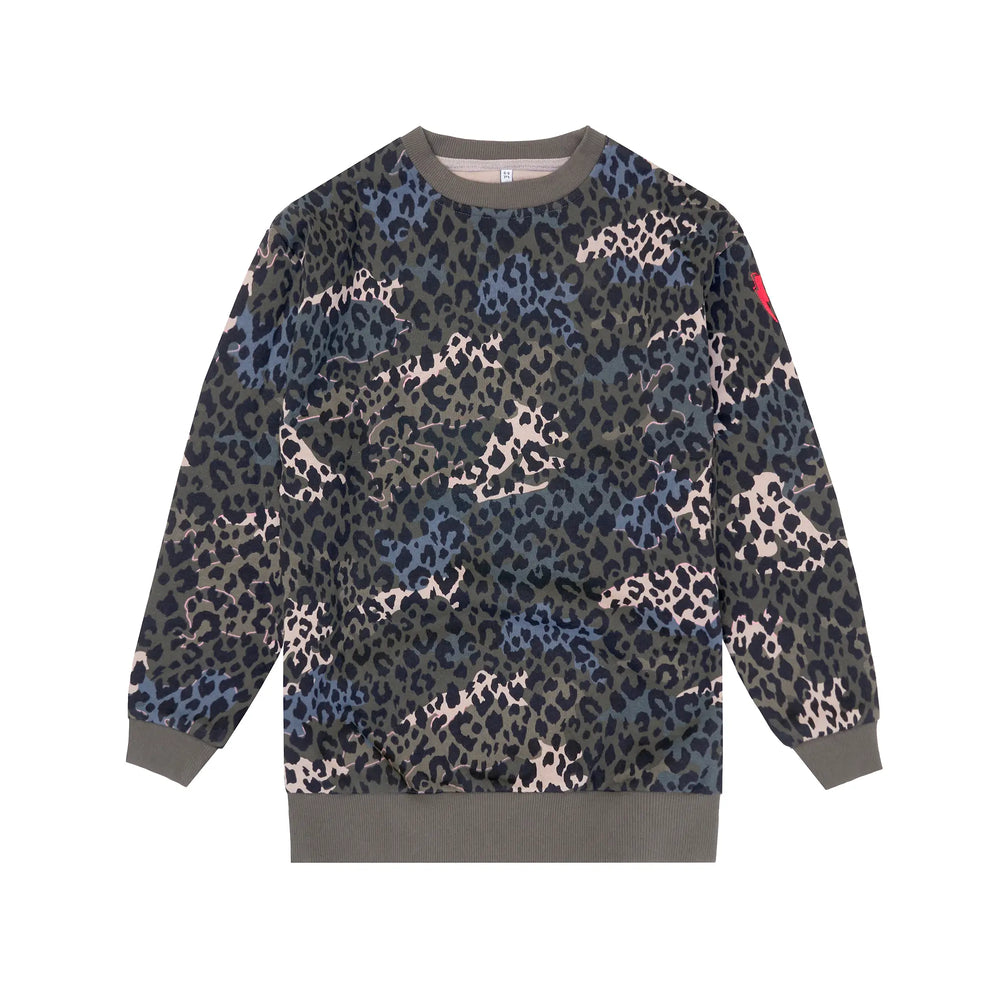 Kids Khaki with Green Wild Camo Oversized Sweatshirt Scamp & Dude