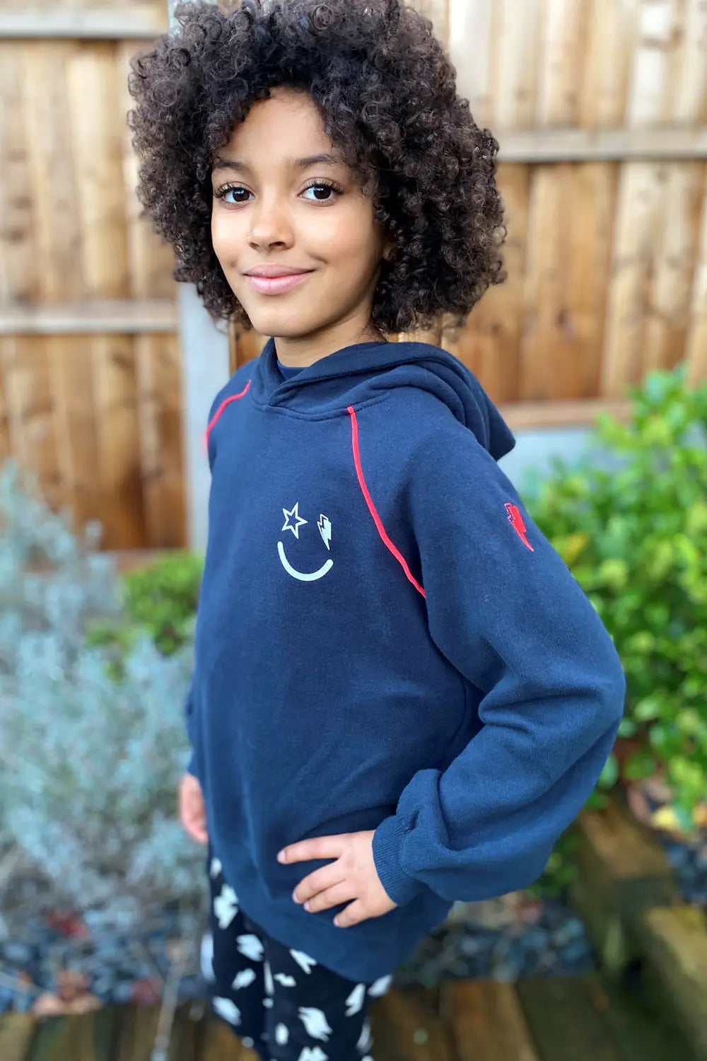 Kids Navy Smiley Face Logo Hoodie Scamp & Dude