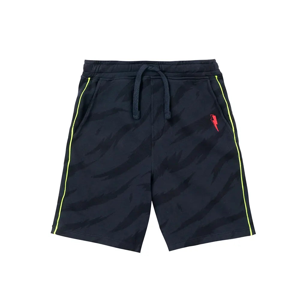 Kids Navy with Black Graphic Tiger Print Longer Length Shorts Scamp & Dude