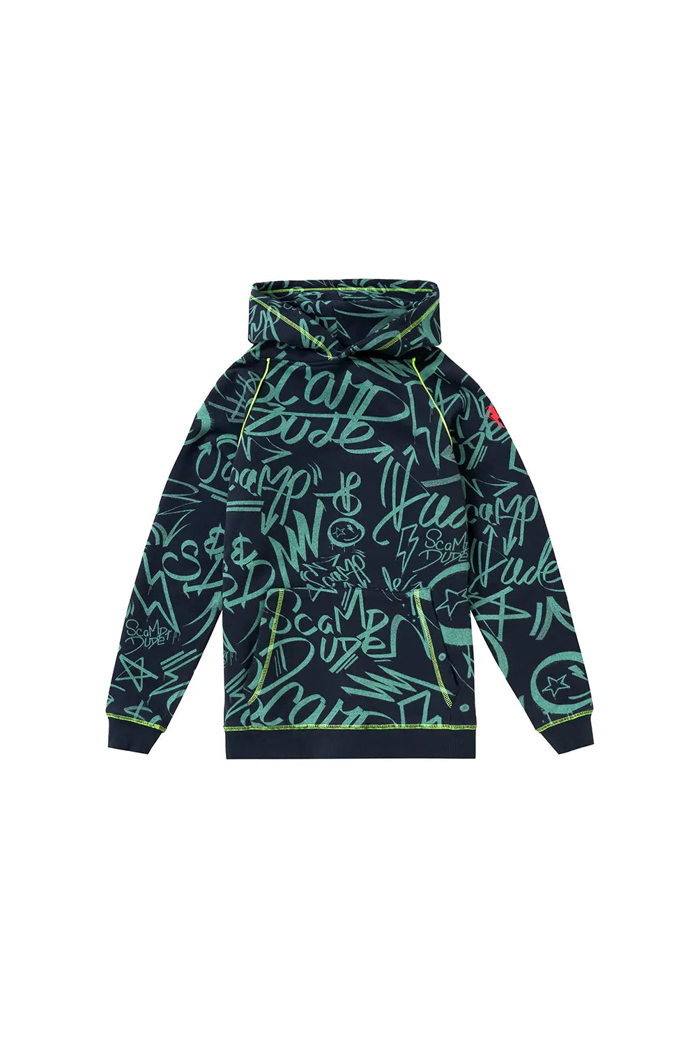 Kids Navy with Khaki Graffiti Oversized Hoodie Scamp & Dude