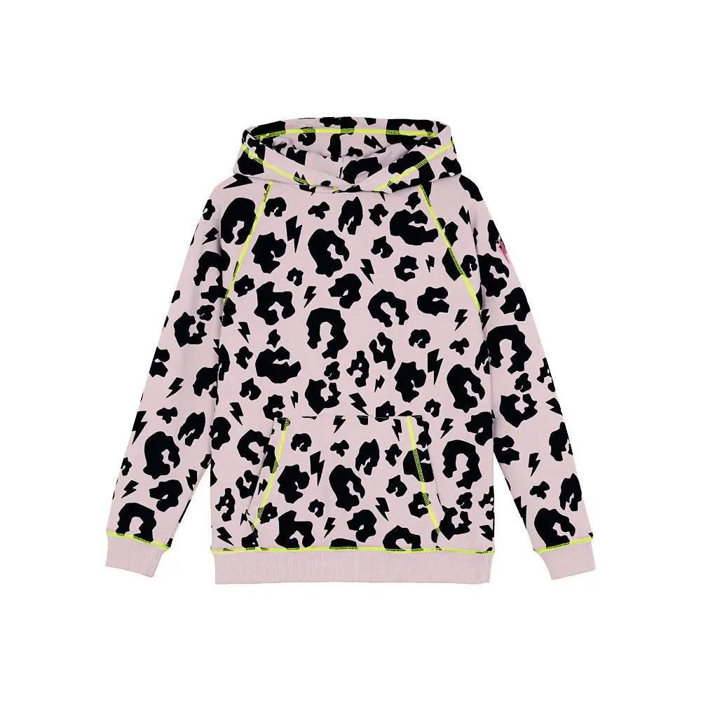 Kids Pale Peach with Black Leopard Oversized Hoodie Scamp & Dude