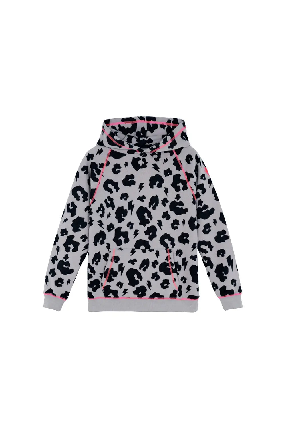 Kids Stone Grey with Black Leopard Oversized Hoodie Scamp & Dude