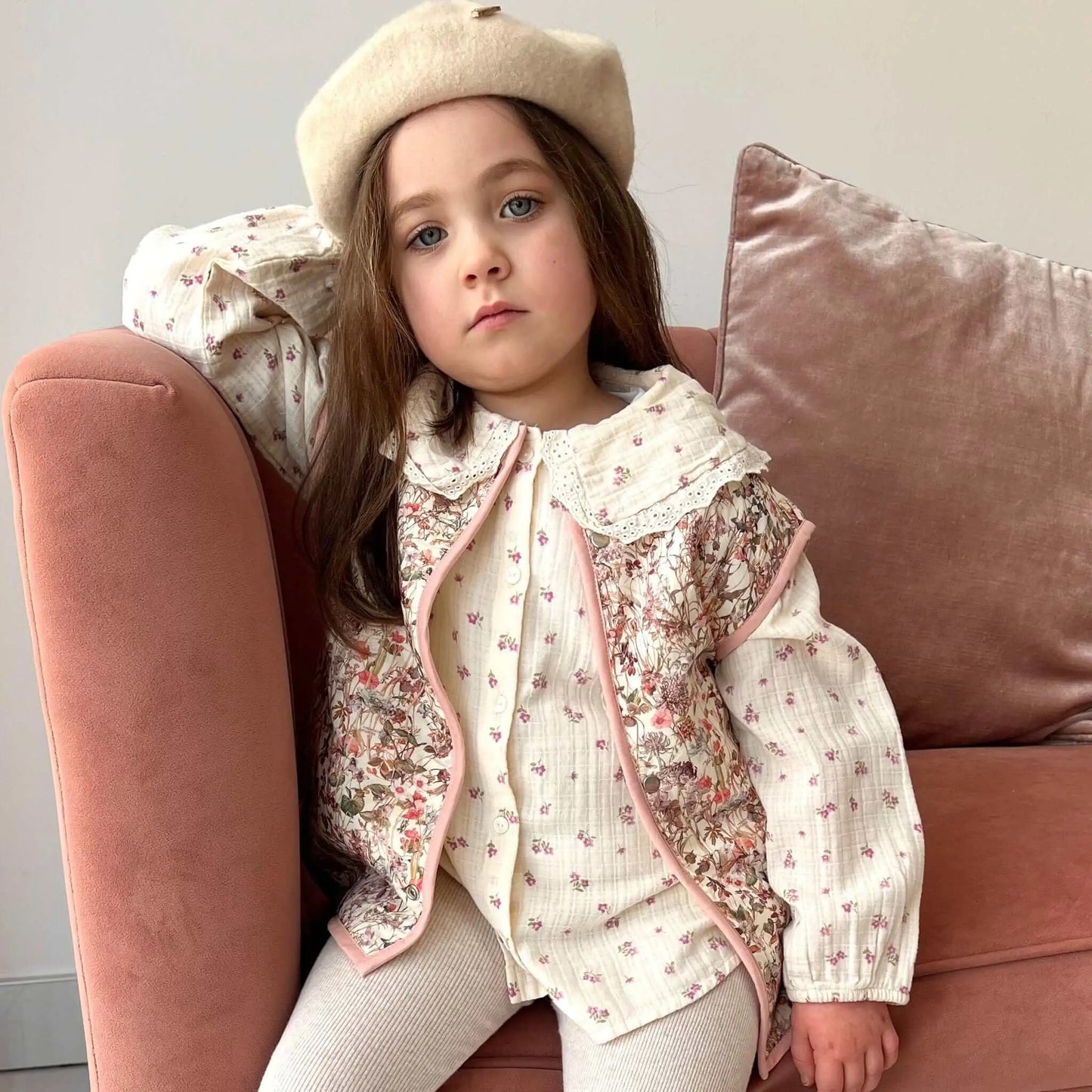 Kids Stylish Vest Pink Rosablomst Little Scandi baby