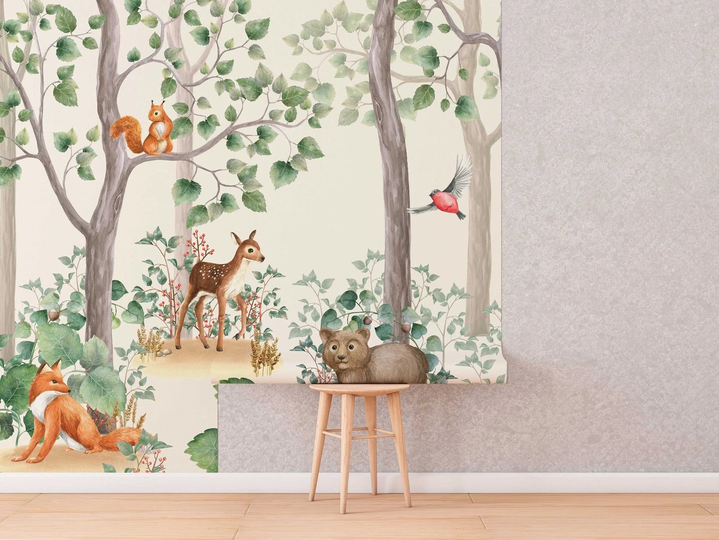 Kids Wallpaper Peel and Stick | Kids Watercolor Forest Wall Mural ClickWalls