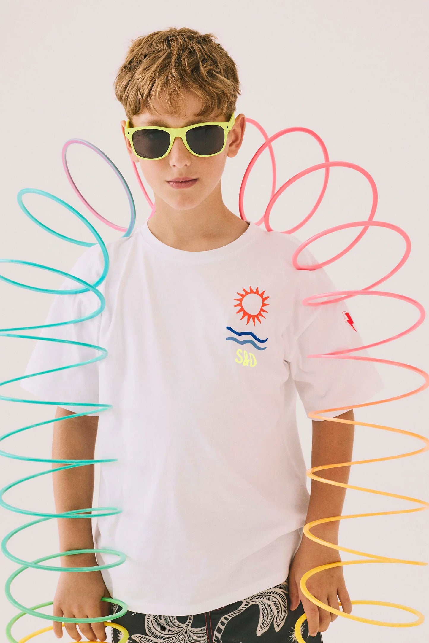 Kids White Sun Graphic T-Shirt Scamp & Dude