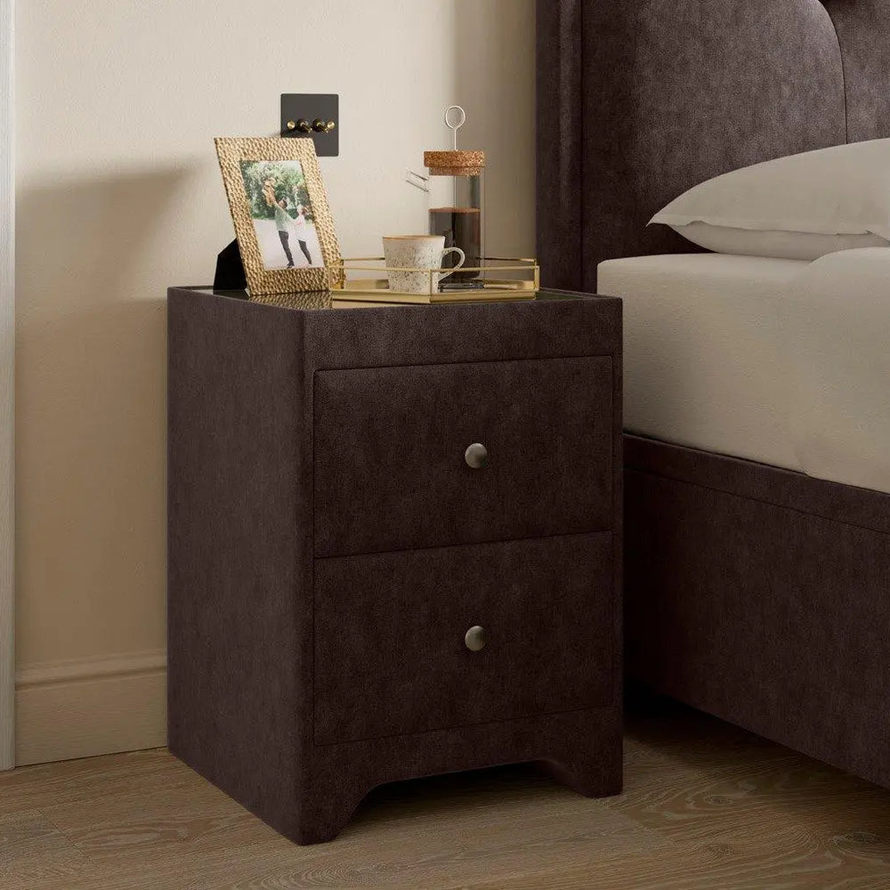 Kimberley Upholstered Bedside Table - Brown Dreams