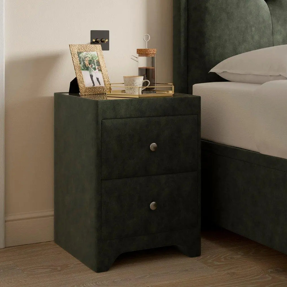 Kimberley Upholstered Bedside Table - Green Dreams