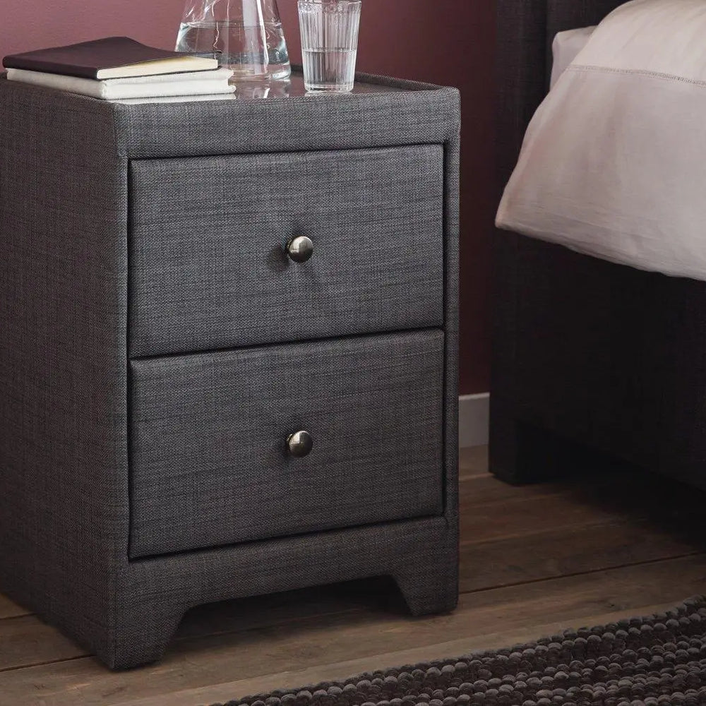 Kimberley Upholstered Bedside Table - Grey Dreams
