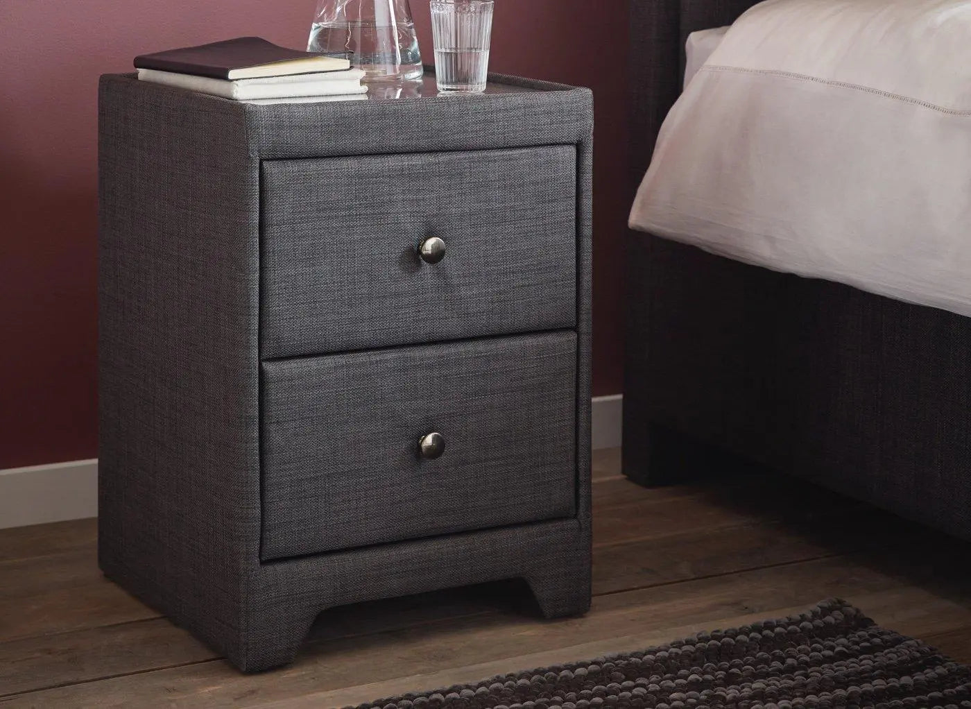 Kimberley Upholstered Bedside Table - Grey Dreams