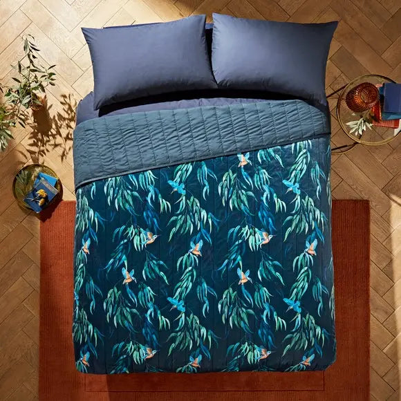 Kingfisher Peacock Bedspread Dunelm