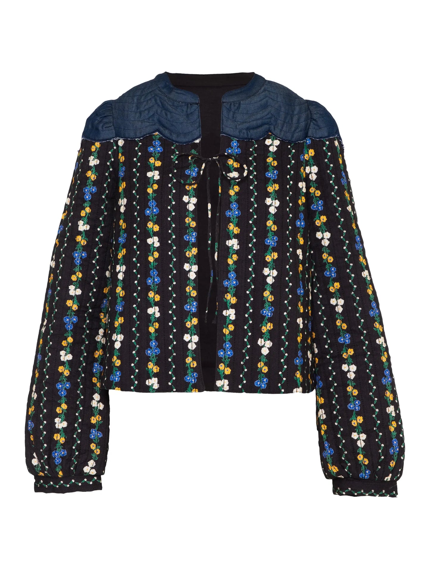 Kiri Black Floral Printed Scalloped Jacket Rose & Nancy