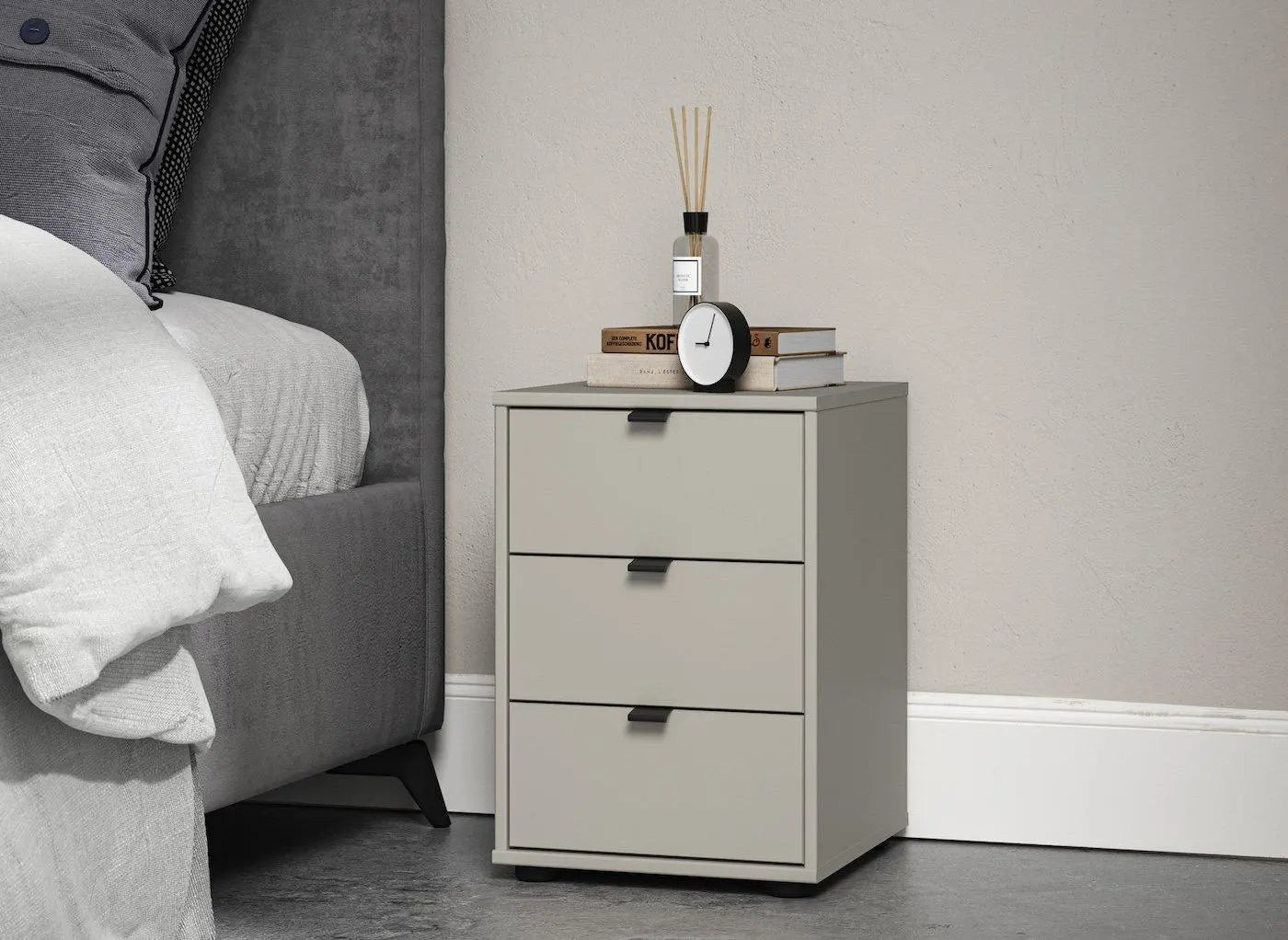 Kirkpatrick 3-Drawer Bedside - Grey Dreams