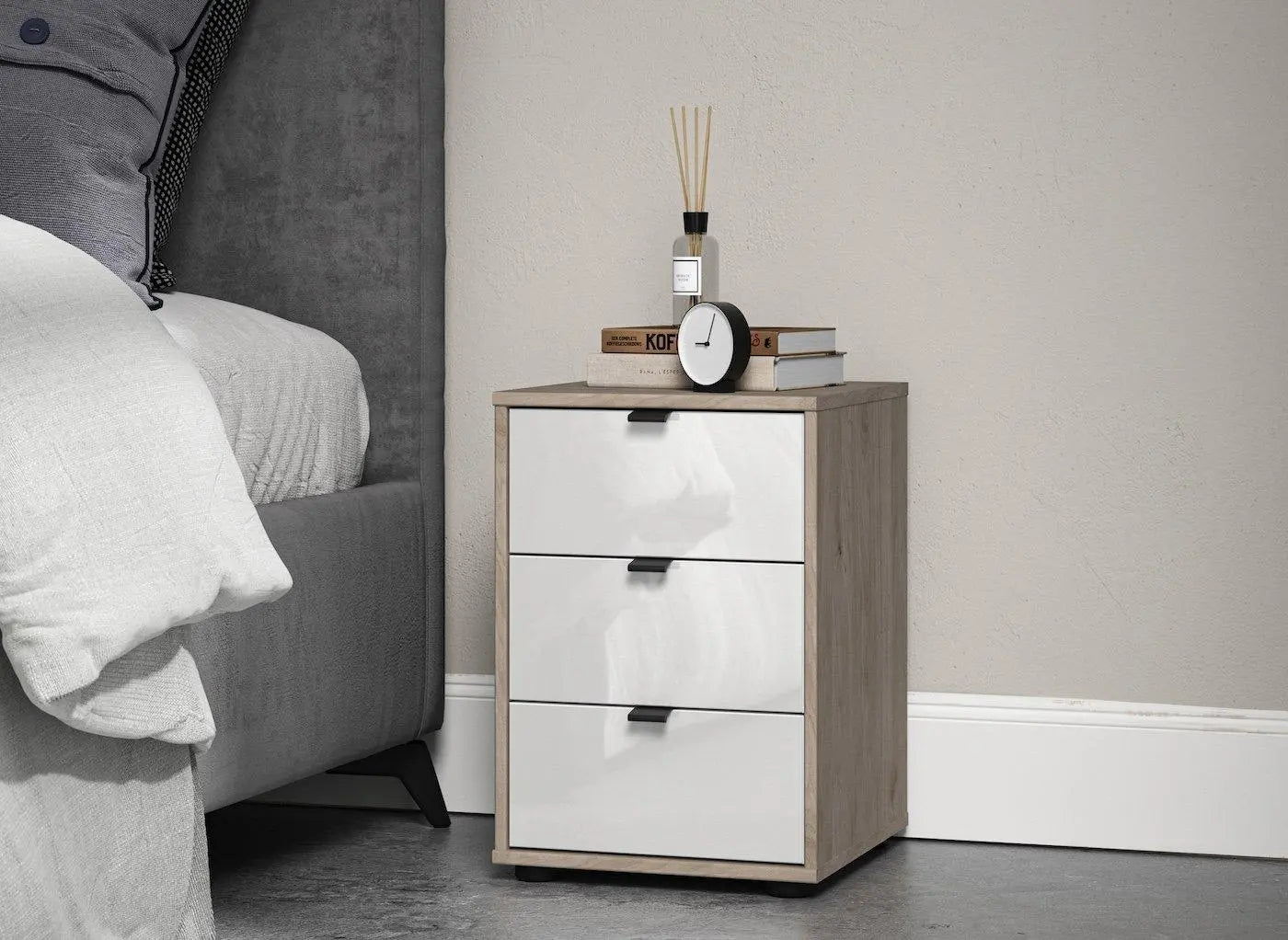 Kirkpatrick 3-Drawer Bedside - White Dreams