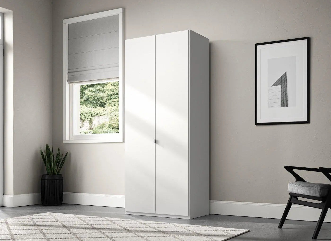 Kirkpatrick Wooden 2-Door Wardrobe - White Dreams